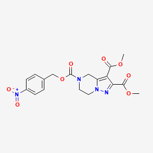 molecular formula C18H18N4O8 B7960778 2,3-Dimethyl 5-(4-nitrophenyl)methyl 4H,6H,7H-pyrazolo[1,5-A]pyrazine-2,3,5-tricarboxylate 