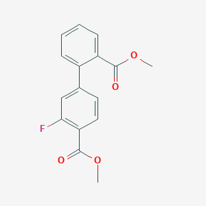 molecular formula C16H13FO4 B7960785 Methyl 2-fluoro-4-[2-(methoxycarbonyl)phenyl]benzoate 