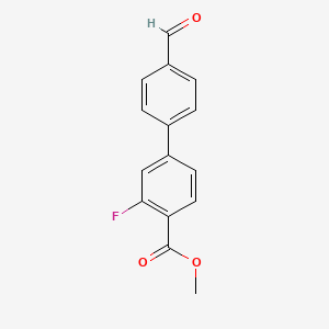 molecular formula C15H11FO3 B7960832 Methyl 2-fluoro-4-(4-formylphenyl)benzoate 