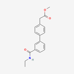 molecular formula C18H19NO3 B7960841 Methyl 2-{4-[3-(ethylcarbamoyl)phenyl]phenyl}acetate 