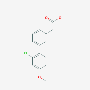 molecular formula C16H15ClO3 B7960907 Methyl 2-[3-(2-chloro-4-methoxyphenyl)phenyl]acetate 
