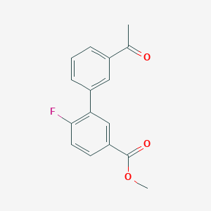 molecular formula C16H13FO3 B7960915 Methyl 3-(3-acetylphenyl)-4-fluorobenzoate 