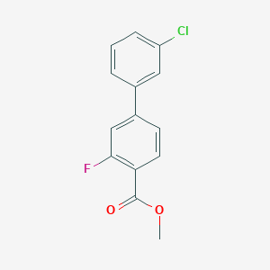 molecular formula C14H10ClFO2 B7960940 Methyl 4-(3-chlorophenyl)-2-fluorobenzoate 
