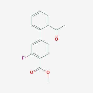 molecular formula C16H13FO3 B7960948 Methyl 4-(2-acetylphenyl)-2-fluorobenzoate 