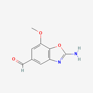 molecular formula C9H8N2O3 B7960989 2-Amino-7-methoxy-1,3-benzoxazole-5-carbaldehyde 