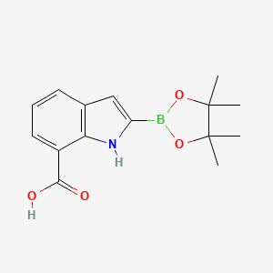 molecular formula C15H18BNO4 B7961042 2-(tetramethyl-1,3,2-dioxaborolan-2-yl)-1H-indole-7-carboxylic acid 