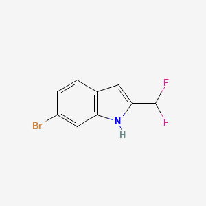 molecular formula C9H6BrF2N B7961596 6-Bromo-2-(difluoromethyl)-1H-indole 
