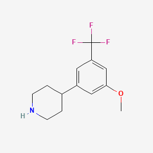 molecular formula C13H16F3NO B7961705 4-(3-Methoxy-5-(trifluoromethyl)phenyl)piperidine 