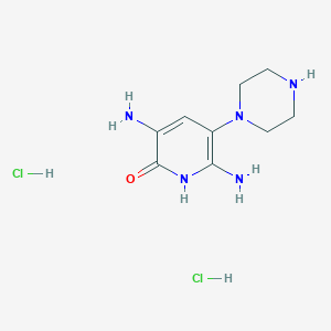 molecular formula C9H17Cl2N5O B7961781 3,6-diamino-5-piperazin-1-yl-1H-pyridin-2-one;dihydrochloride 