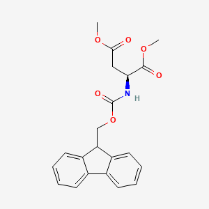 molecular formula C21H21NO6 B7962067 1,4-Dimethyl (2S)-2-{[(9H-fluoren-9-ylmethoxy)carbonyl]amino}butanedioate 