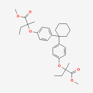 molecular formula C30H40O6 B7962201 Methyl 2-[4-(1-{4-[(1-methoxy-2-methyl-1-oxobutan-2-YL)oxy]phenyl}cyclohexyl)phenoxy]-2-methylbutanoate 