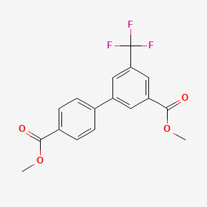 molecular formula C17H13F3O4 B7962234 Methyl 3-[4-(methoxycarbonyl)phenyl]-5-(trifluoromethyl)benzoate 
