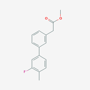 molecular formula C16H15FO2 B7962258 Methyl 2-[3-(3-fluoro-4-methylphenyl)phenyl]acetate 