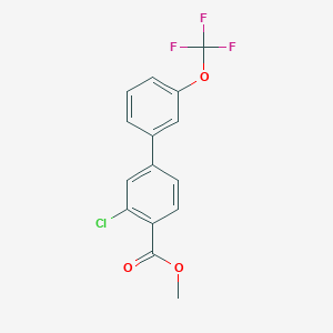 molecular formula C15H10ClF3O3 B7962263 Methyl 2-chloro-4-[3-(trifluoromethoxy)phenyl]benzoate 