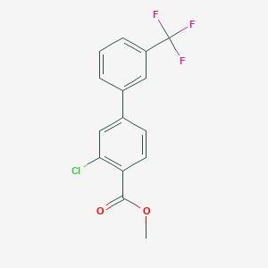 molecular formula C15H10ClF3O2 B7962321 Methyl 2-chloro-4-[3-(trifluoromethyl)phenyl]benzoate 