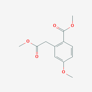 molecular formula C12H14O5 B7962331 Methyl 4-methoxy-2-(2-methoxy-2-oxoethyl)benzoate 