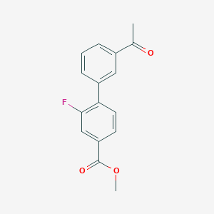 molecular formula C16H13FO3 B7962349 Methyl 4-(3-acetylphenyl)-3-fluorobenzoate CAS No. 1820619-33-7