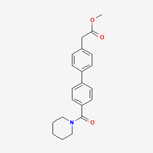 molecular formula C21H23NO3 B7962389 Methyl 2-(4-{4-[(piperidin-1-yl)carbonyl]phenyl}phenyl)acetate 