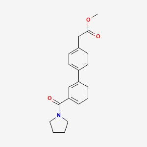 molecular formula C20H21NO3 B7962438 Methyl 2-(4-{3-[(pyrrolidin-1-yl)carbonyl]phenyl}phenyl)acetate CAS No. 1820704-95-7