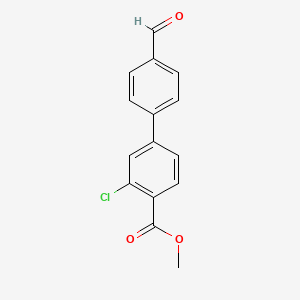 molecular formula C15H11ClO3 B7962481 Methyl 2-chloro-4-(4-formylphenyl)benzoate 