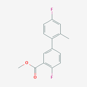 molecular formula C15H12F2O2 B7962493 Methyl 2-fluoro-5-(4-fluoro-2-methylphenyl)benzoate 