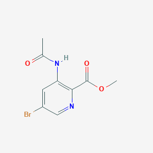molecular formula C9H9BrN2O3 B7962551 Methyl 5-bromo-3-acetamidopyridine-2-carboxylate 