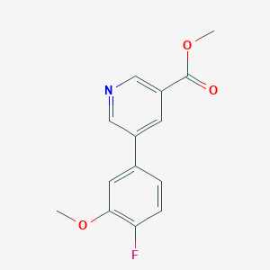 molecular formula C14H12FNO3 B7962640 Methyl 5-(4-fluoro-3-methoxyphenyl)pyridine-3-carboxylate 
