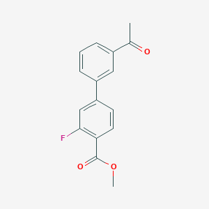 molecular formula C16H13FO3 B7962720 Methyl 4-(3-acetylphenyl)-2-fluorobenzoate 