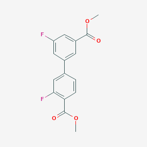 molecular formula C16H12F2O4 B7962736 Methyl 2-fluoro-4-[3-fluoro-5-(methoxycarbonyl)phenyl]benzoate 