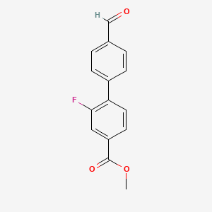 molecular formula C15H11FO3 B7962748 Methyl 3-fluoro-4-(4-formylphenyl)benzoate 