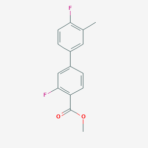 molecular formula C15H12F2O2 B7962845 Methyl 2-fluoro-4-(4-fluoro-3-methylphenyl)benzoate 