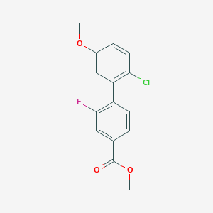 molecular formula C15H12ClFO3 B7962848 Methyl 4-(2-chloro-5-methoxyphenyl)-3-fluorobenzoate 
