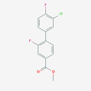molecular formula C14H9ClF2O2 B7962881 Methyl 4-(3-chloro-4-fluorophenyl)-3-fluorobenzoate 