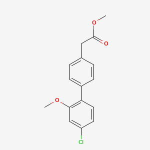 molecular formula C16H15ClO3 B7962907 Methyl 2-[4-(4-chloro-2-methoxyphenyl)phenyl]acetate 