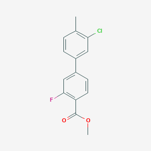 molecular formula C15H12ClFO2 B7962936 Methyl 4-(3-chloro-4-methylphenyl)-2-fluorobenzoate 