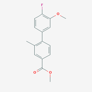 molecular formula C16H15FO3 B7962942 Methyl 4-(4-fluoro-3-methoxyphenyl)-3-methylbenzoate 
