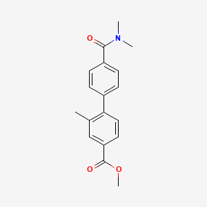 molecular formula C18H19NO3 B7962988 Methyl 4-[4-(dimethylcarbamoyl)phenyl]-3-methylbenzoate 