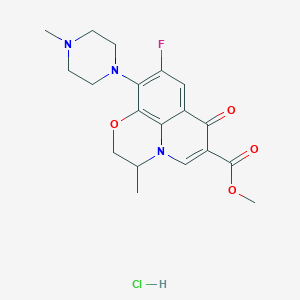 molecular formula C19H23ClFN3O4 B7963052 Methyl 7-fluoro-2-methyl-6-(4-methylpiperazin-1-yl)-10-oxo-4-oxa-1-azatricyclo[7.3.1.0^{5,13}]trideca-5(13),6,8,11-tetraene-11-carboxylate hydrochloride 