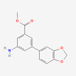 molecular formula C15H13NO4 B7963101 Methyl 3-amino-5-(2H-1,3-benzodioxol-5-YL)benzoate 