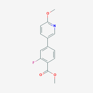 molecular formula C14H12FNO3 B7963134 Methyl 2-fluoro-4-(6-methoxypyridin-3-YL)benzoate 