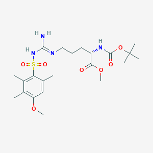 molecular formula C22H36N4O7S B7963163 methyl (2S)-2-{[(tert-butoxy)carbonyl]amino}-5-{3-[(4-methoxy-2,3,6-trimethylbenzene)sulfonyl]carbamimidamido}pentanoate 