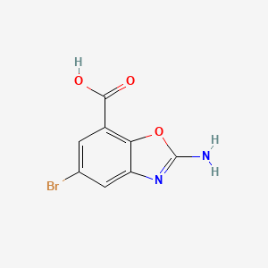 molecular formula C8H5BrN2O3 B7963174 2-Amino-5-bromo-1,3-benzoxazole-7-carboxylic acid 