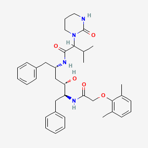 molecular formula C37H48N4O5 B7963263 N-((2S,4S,5S)-5-(2-(2,6-Dimethylphenoxy)acetamido)-4-hydroxy-1,6-diphenylhexan-2-yl)-3-methyl-2-(2-oxotetrahydropyrimidin-1(2H)-yl)butanamide 