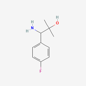 molecular formula C10H14FNO B7963313 1-Amino-1-(4-fluorophenyl)-2-methylpropan-2-OL 