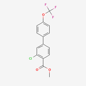 molecular formula C15H10ClF3O3 B7963693 Methyl 2-chloro-4-[4-(trifluoromethoxy)phenyl]benzoate 