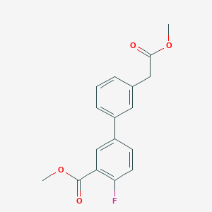 molecular formula C17H15FO4 B7963815 Methyl 2-fluoro-5-[3-(2-methoxy-2-oxoethyl)phenyl]benzoate 