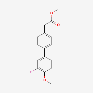 molecular formula C16H15FO3 B7963842 Methyl 2-[4-(3-fluoro-4-methoxyphenyl)phenyl]acetate 