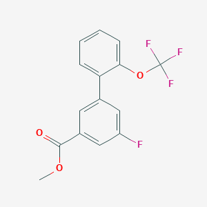 molecular formula C15H10F4O3 B7963911 5-Fluoro-2'-(trifluoromethoxy)biphenyl-3-carboxylic acid methyl ester 