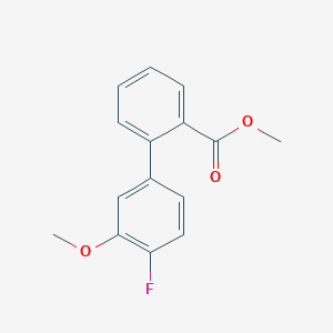 molecular formula C15H13FO3 B7963929 Methyl 2-(4-fluoro-3-methoxyphenyl)benzoate 
