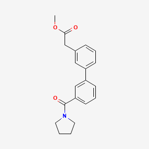 molecular formula C20H21NO3 B7963985 Methyl 2-(3-{3-[(pyrrolidin-1-yl)carbonyl]phenyl}phenyl)acetate 